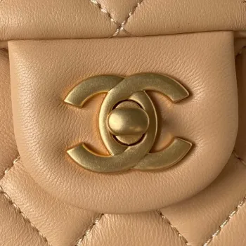 Chanel AS4041 Flap Classic Bag CF Camellia Lambskin Apricot Gold