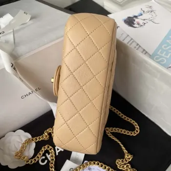 Chanel AS4041 Flap Classic Bag CF Camellia Lambskin Apricot Gold