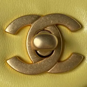 Chanel AS4041 Flap Classic Bag CF Camellia Lambskin Yellow Gold