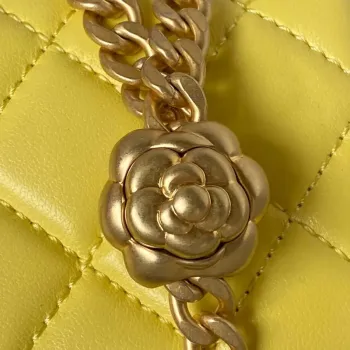 Chanel AS4041 Flap Classic Bag CF Camellia Lambskin Yellow Gold