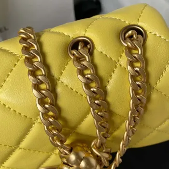 Chanel AS4041 Flap Classic Bag CF Camellia Lambskin Yellow Gold