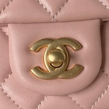 Chanel AS4041 Flap Classic Bag CF Camellia Lambskin Pink Gold