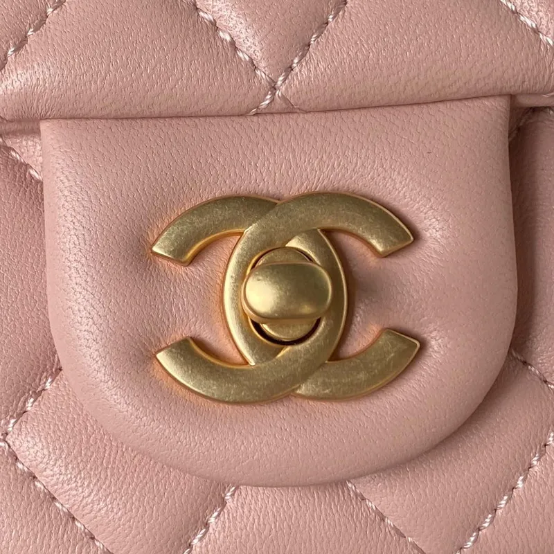 Chanel AS4041 Flap Classic Bag CF Camellia Lambskin Pink Gold