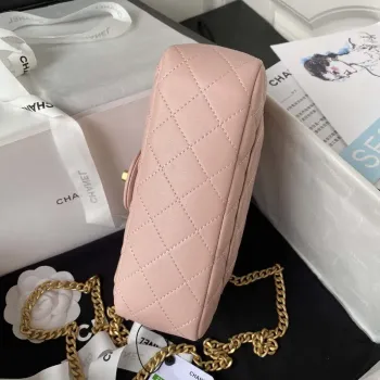 Chanel AS4041 Flap Classic Bag CF Camellia Lambskin Pink Gold