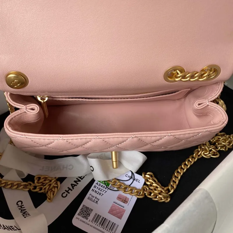 Chanel AS4041 Flap Classic Bag CF Camellia Lambskin Pink Gold