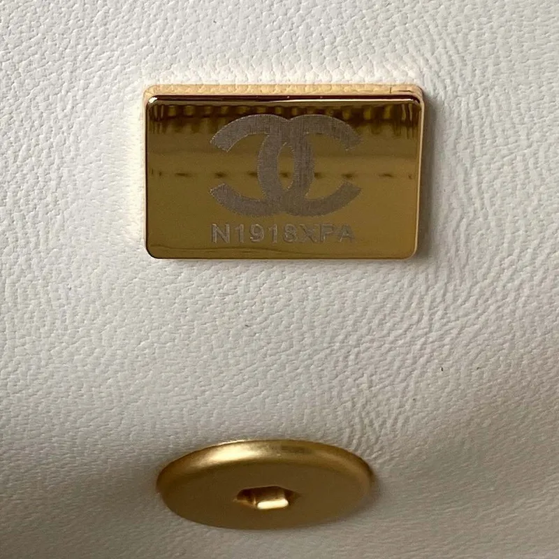 Chanel AS4041 Flap Classic Bag CF Camellia Lambskin White Gold