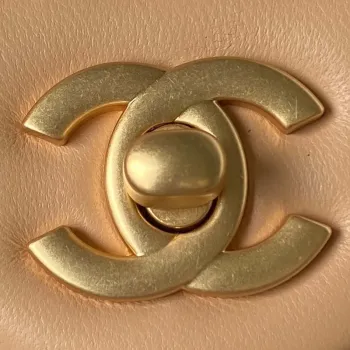 Chanel AS4040 Mini Flap Classic Bag 18 Woc Camellia Lambskin Apricot