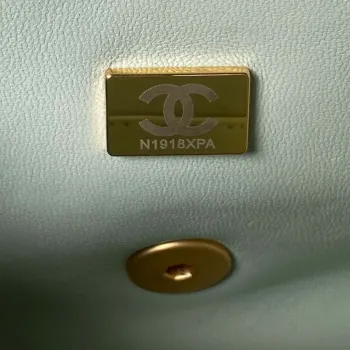 Chanel AS4040 Mini Flap Classic Bag 18 Woc Camellia Lambskin Green Gray