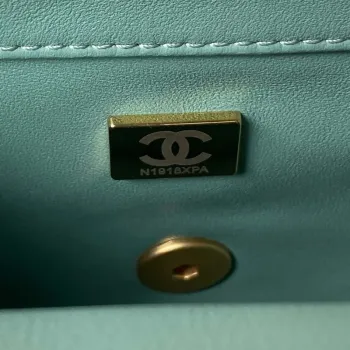 Chanel AS4040 Mini Flap Classic Bag 18 Woc Camellia Lambskin Lake Blue