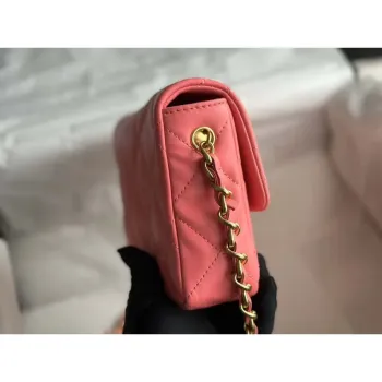 Chanel AS3979 Mini Flap Bag Lambskin Plexi & Gold Tone Meta Pink
