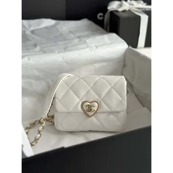 Chanel AS3979 Mini Flap Bag Lambskin Plexi & Gold Tone Meta White