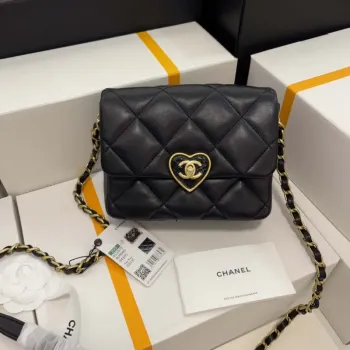 Chanel AS3979 Mini Flap Bag Lambskin Plexi & Gold Tone Meta Black