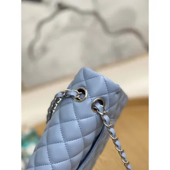 Chanel A01112 Flap Classic Bag Lambskin Light Blue Silver