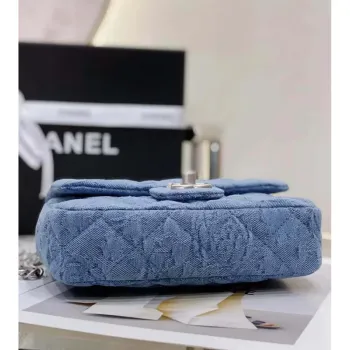 Chanel AS3828 Small Flap Classic Woc Bag Denim Blue