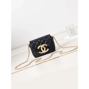 Chanel AP3208 Mini Flap bag With Chain shiny Lambskin & Gold Tone Metal Black