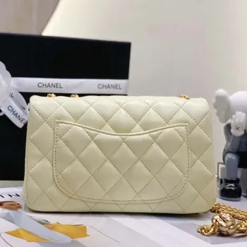 Chanel AS3041 Flap Classic Bag CF Camellia Lambskin Light Yellow Gold