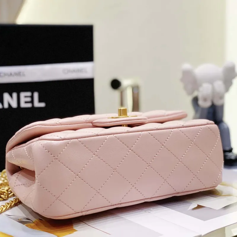 Chanel AS3041 Flap Classic Bag CF Camellia Lambskin Pink Gold