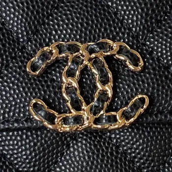 Chanel AP3237 Clutch with chain Grained Shiny Calfskin Gold With Handle Bag Black