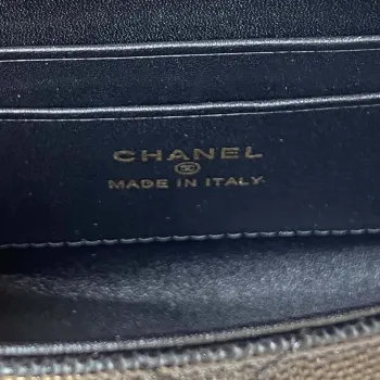 Chanel AP3237 Clutch with chain Grained Shiny Calfskin Gold With Handle Bag Black