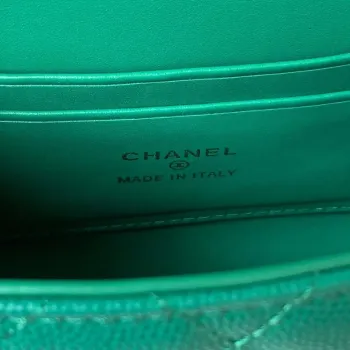 Chanel AP3237 Clutch with chain Grained Shiny Calfskin Gold With Handle Bag Green