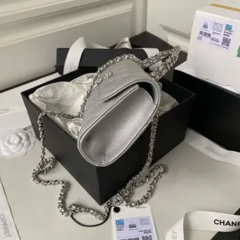 Chanel AP3238 Flap Chain Bag Gray Lambskin Gold With Handle Bag