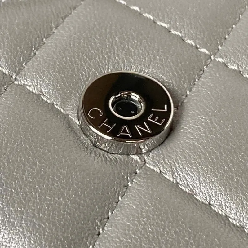 Chanel AP3238 Flap Chain Bag Gray Lambskin Gold With Handle Bag