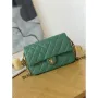 Chanel AS3777 Flap Bag Lambskin & Gold Tone Metal Green
