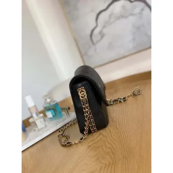 Chanel AS3777 Flap Bag Lambskin & Gold Tone Metal Black