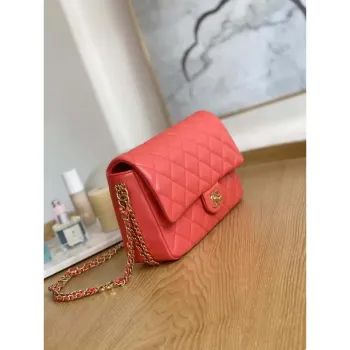 Chanel AS3777 Flap Bag Lambskin & Gold Tone Metal Red