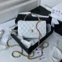 Chanel AP3240 Flap Bag With Top Handle Lambskin & Gold Tone Metal White