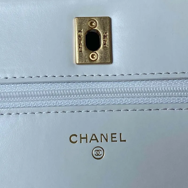 Chanel AP3240 Flap Bag With Top Handle Lambskin & Gold Tone Metal White