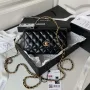 Chanel AP3240 Flap Bag With Top Handle Lambskin & Gold Tone Metal Black