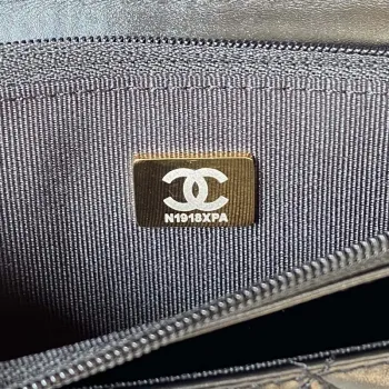 Chanel AP3240 Flap Bag With Top Handle Lambskin & Gold Tone Metal Black