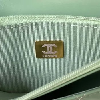 Chanel AP3240 Flap Bag With Top Handle Lambskin & Gold Tone Metal Green