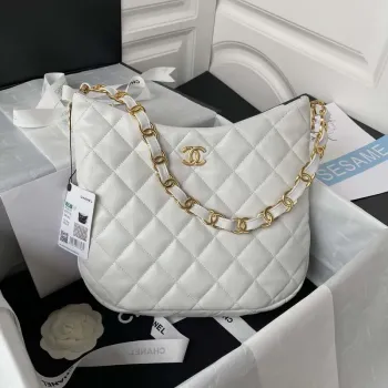 Chanel AS3631 Large Hobo bag Lambskin White