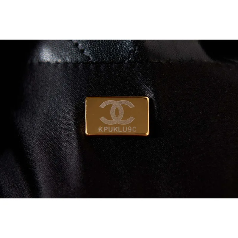 Chanel AS3793 Small Bucket Bag Lambskin Resin & Gold Tone Metal Black