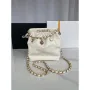 Chanel AS3793 Small Bucket Bag Lambskin Resin & Gold Tone Metal White