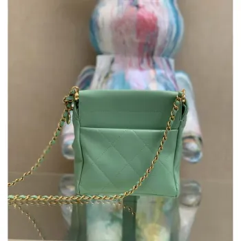 Chanel AS3793 Small Bucket Bag Lambskin Resin & Gold Tone Metal Light Green