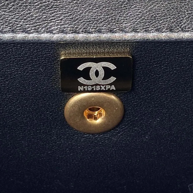 Chanel AS3886 Mini Flap Bag With Top Handle Shiny Silver Calfskin Gold