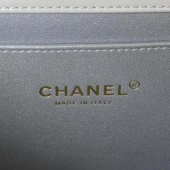 Chanel AS3908 CC Small Flap Bag With Top Handle Shiny Calfskin White Gold
