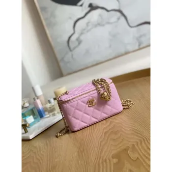 Chanel A68130  Vanity with chain Grained Calfskin Gold Pink