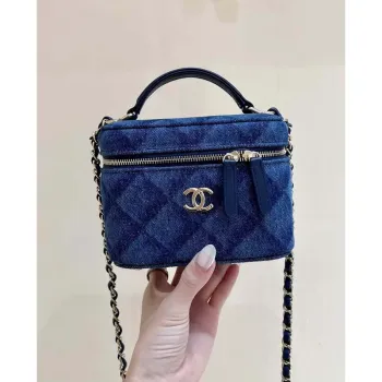 Chanel AP2718 Small Vanity With Chain Denim Blue