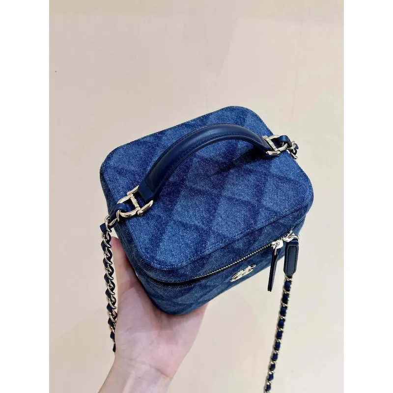 Chanel AP2718 Small Vanity With Chain Denim Blue