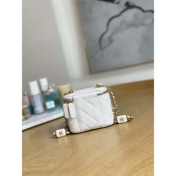 Chanel A68101 Small Vanity With Chain Lambskin White