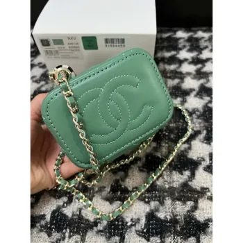 Chanel AP1447 Small Vanity With Chain Calfskin Green