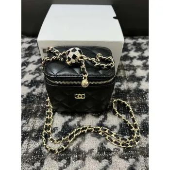 Chanel AP1447 Small Vanity With Chain Calfskin Black