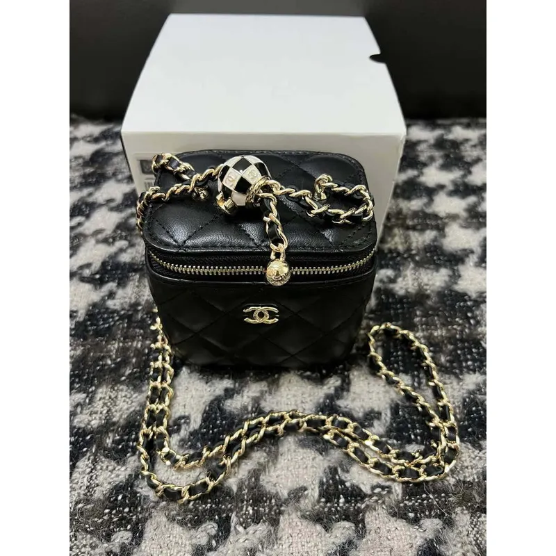 Chanel AP1447 Small Vanity With Chain Calfskin Black