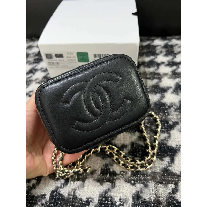 Chanel AP1447 Small Vanity With Chain Calfskin Black