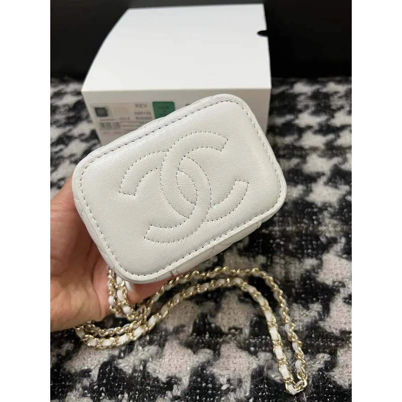 Chanel AP1447 Small Vanity With Chain Calfskin White