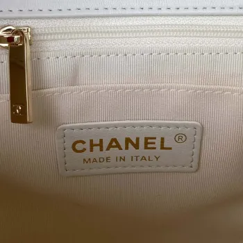 Chanel AS3331 Small Flap 19cm Bag White Lambskin Gold